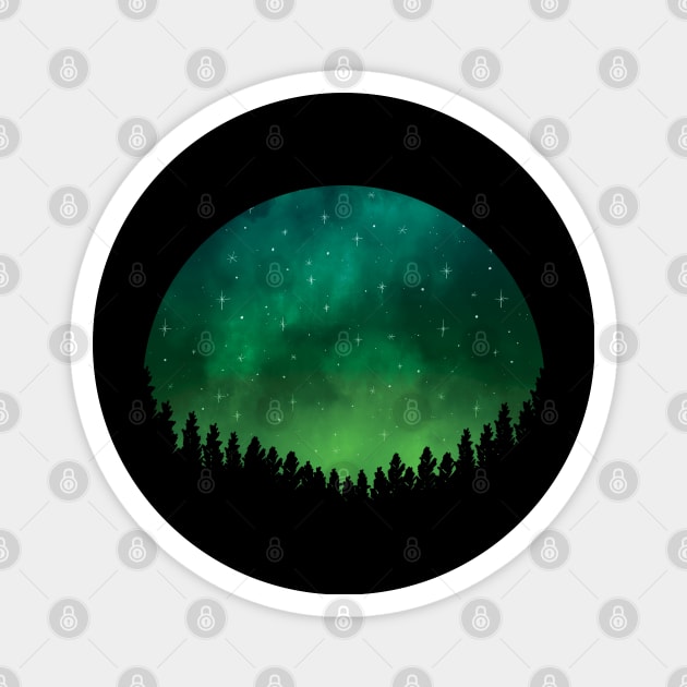 Stars in Space Over Forest (green) Magnet by designminds1